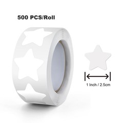 White Star Stickers Roll 1 Inch SelfAdhesive Waterproof 500 PCS