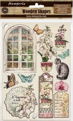 Stamperia Wooden Shapes A5 Window, Orchids & Cats