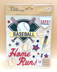 18pcs 3D Baseball Scrapbooking Stickers By Life’s Little Occasions, NEW SEALED