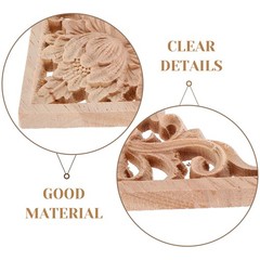 2Pcs Khaki Wood Carving Applique for Furniture DIY Cabinet Door Embellishment