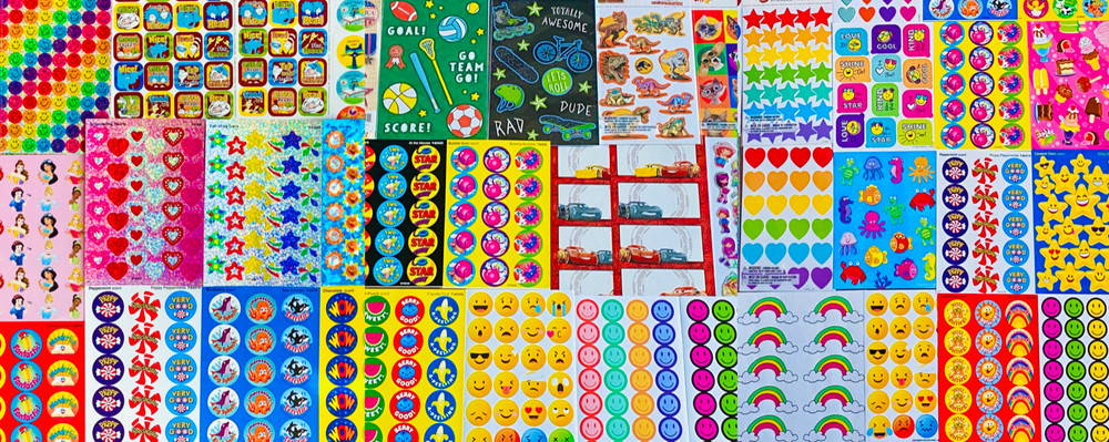 399+ Stickers Scratch AND Sniff THEMED, GLOSSY PUFFY GLITTER COLLECTION Mxd LOT