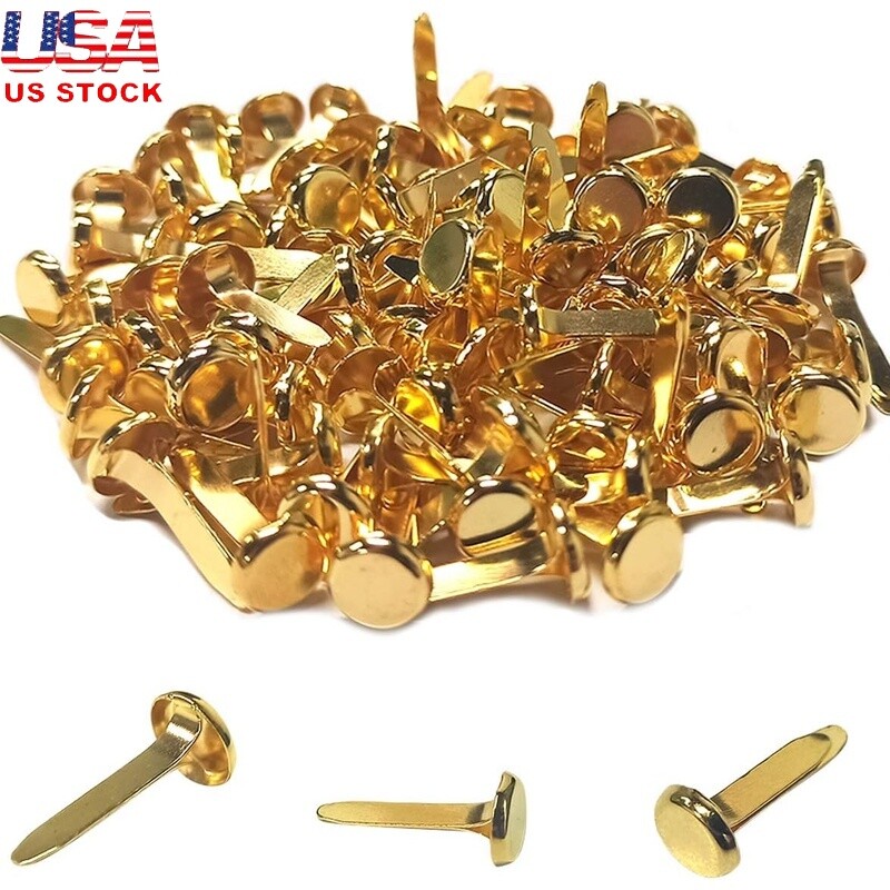 100 Pcs Mini Brass Paper Fasteners Brads Scrapbooking Crafts DIY Projects New