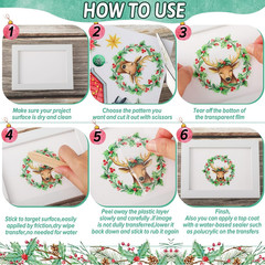 12 Sheets Christmas Rub on Transfers for Crafts and Furniture Christmas
