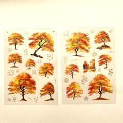 Autumn Background Stickers Trees Scrapbooking Junk Journaling Cards