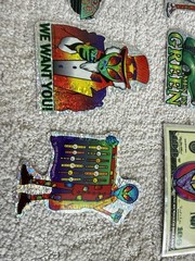 Lot of 16 Vtg 90’s Psychedelic Alien Prism Vending Machine Stickers NOS Holo