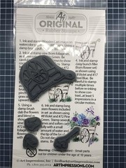 New ART IMPRESSIONS Rubber Stamp Watercolor FLOWER CART set free USA ship
