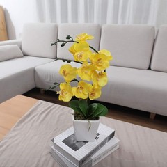 15″ Tall Artificial Silk Phalaenopsis Orchid Flower Plant Pot Arrangements (Y…