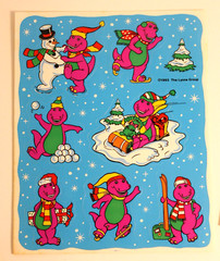 Vintage 1993 The Lyons Group Wintertime Barney Stickers Open Some Used 45 Total