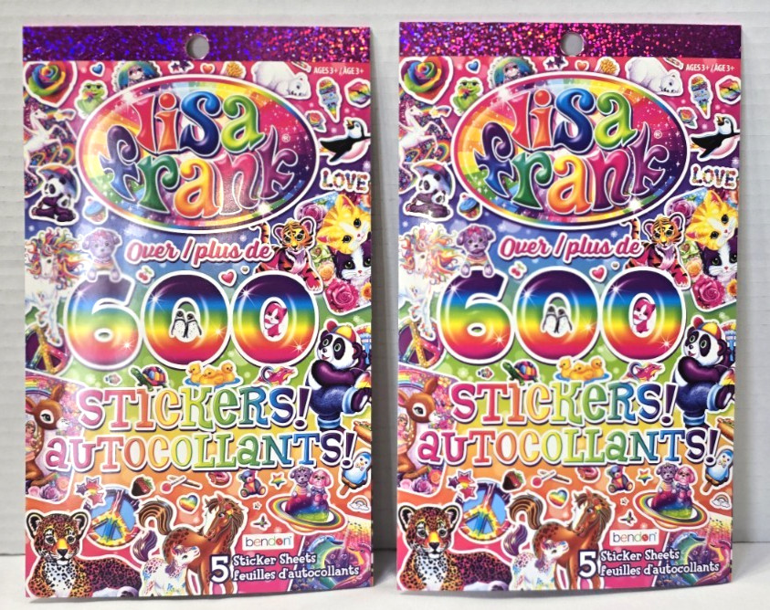NEW Lisa Frank Sticker Book 600 Stickers/5 sheets per booklet Bendon – LOT of 2