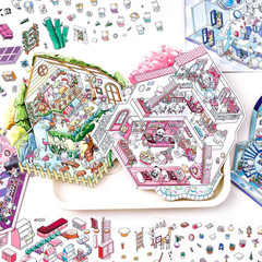 10 Sets DIY 3D Sticker Scene Sticker Therapy Cute Cartoon Stickers Scene Make Yo