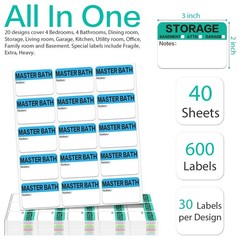 0 Count 3×2 Inch Large Moving Box Labels, Color Coded with Writable Notes