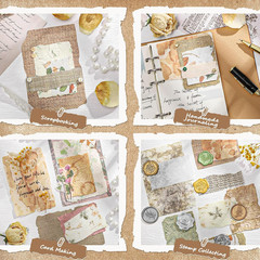 168 Pcs Textured Vintage Scrapbook Paper, 6 Themes Scrapbook Journaling Supplies