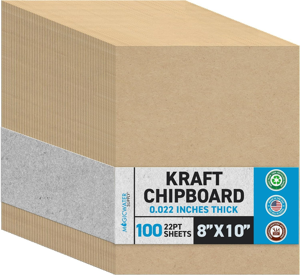 Magicwater Chipboard Sheet for DIY Projects – 8X10 Inch – 100 Pack – 22 Pt – Hea