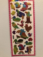 Kawaii Colourful Parrots And Birds Glitter Puffy Sticker Sheet Scrapbooking Kids