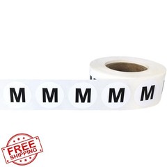 White Circle Medium Clothing Size Stickers 3/4 Inch 500 Roll