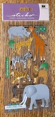 Sticko Zoo Animals Monkey Rhino Tiger Giraffe Lion Elephant Scrapbook Stickers