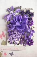 Dark PURPLE Mix – 28 Flowers 9 Styles 4 Tones PAPER & FABRIC Approx 10-75mm HH4