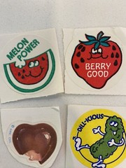 Vtg 14 Scratch & Sniff Retro 80s Stickers Pizza Grape Watermelon Pickles Popcorn