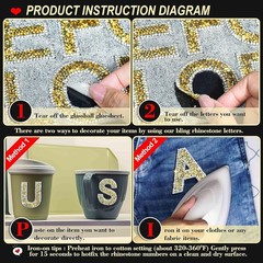 68Pcs Rhinestone Letter Stickers Glitter Alphabet A-Z Self-Adhesive Gold White