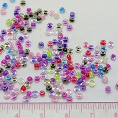 4000 pcs Mixed lined inside Colour Glass Beads 2mm (10/0) + Storage Box Craft