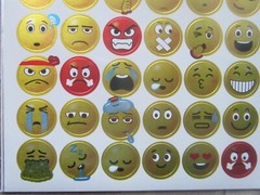 Teaching Tree 202 Fun Silly Expressive Emoji Shiny Gold Stickers 1″, 1/2″ New!