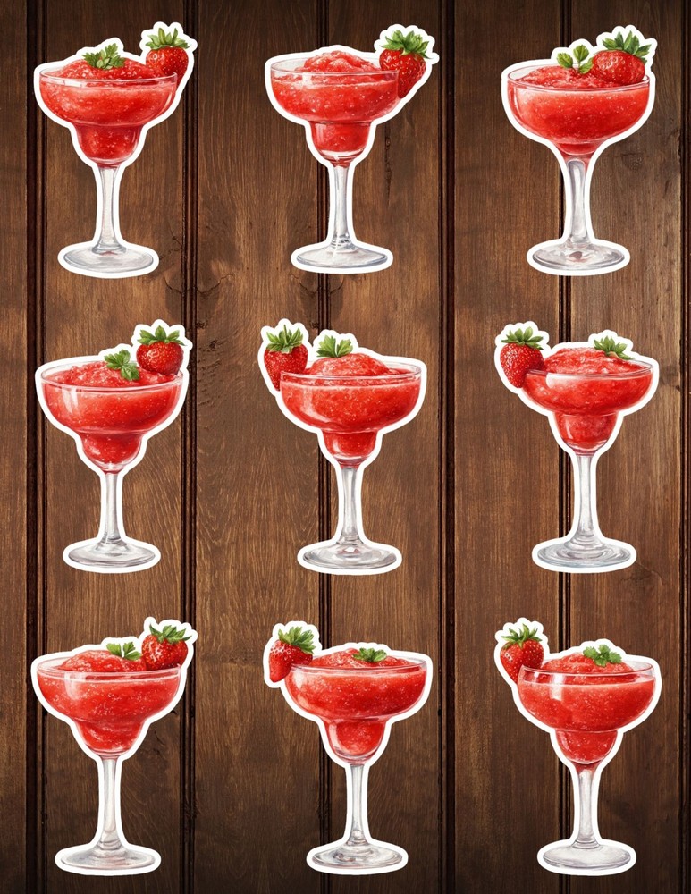 Frozen Strawberry Daquiri Die Cut Vinyl Stickers Scrapbooking Laptop Waterbottle