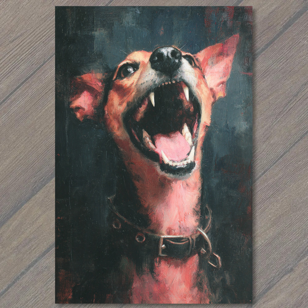 STICKER Fierce Dog Open Mouth Teeth Collar Dark Dramatic Expression Power Ener