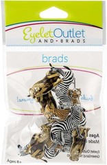 Eyelet Outlet Shape Brads 12/Pkg Zebra, Lion & Tiger