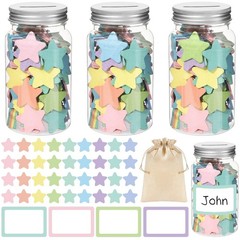249 PCS Pastel Stars Reward Jars Kids Classroom Coin Incentive Good Behavior