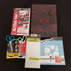 Assorted 6 Piece Craft Set: Adhesives, Stencils, Foam Dots, Templates – New