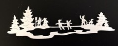 Christmas Die Cuts * Kids Snow Scene * Set of 12 * White Cardstock * Ice Skaters