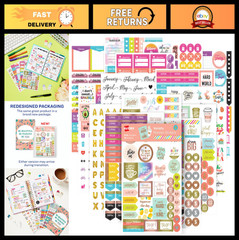 Productivity Planner Stickers Variety Pack – 30 Sheets, 1,656 Stickers for Journ