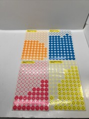 4 Partial Sheets Neon Smiley Face Trend Stickers Pink Orange Yellow Blue 232 pcs