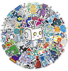 Bulk Robot Stickers 10 Pack 500 Waterproof Vinyl Decals Kids Reward Giveaway