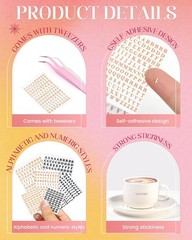 6 Sheets 0.11inch Small Letter Stickers Self Adhesive Alphabet Number Sticker Re