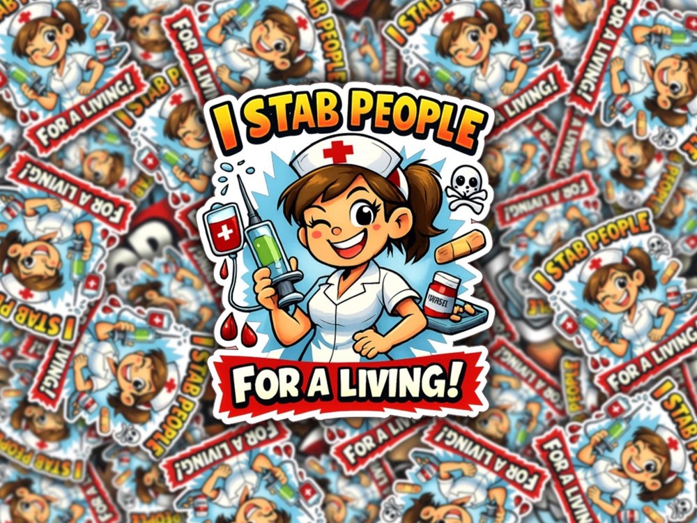 Funny Nurse Sticker Medical Humor Vinyl Sticker I stab people for a living