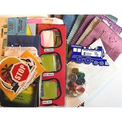 Mixed Junk Journal Ephemera Kit Vintage Paper Scrapbook Supplies Fabric Buttons