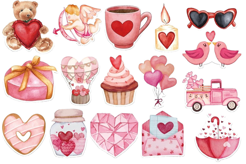 ❤️ LOVE STICKERS heart teddy bear truck letter balloon cupcake angel bird candy