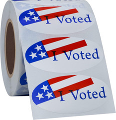 I Voted with Red, White, and Blue Stickers Oval 1×2 Inch Round 500 Labels Per Ro