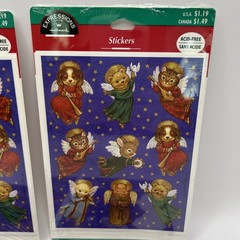 Vintage Set of 9 Sheets Hallmark Adorable Animal Angels Minstrels Stickers NIP