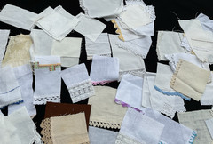 Vintage Lace Attached White Ivory Off White Fabric Scraps Slow Stitching – 20