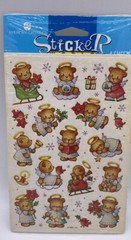Vintage American Greetings Sticker World Christmas Angel Bears 4 Sheets New