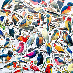 50Pcs Vintage Watercolor Bird Stickers – Aesthetic Nature Wildlife Stickers for