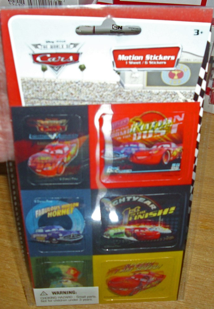 Sandylion Motion Stickers Disney CARS 1 Sheet 6 Pieces NIP Free Ship Over $15