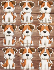 Brown and White Puppy Die Cut Stickers Set Scrapbooking Laptop Water Bottle