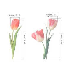 Transparent Tulips Flower Vinyl Stickers, 40 Sheet Waterproof PET Flowers