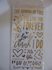 Recollections Stickers WEDDING WORDS & PHRASES Gold Flip Pack 93 Pieces NOS