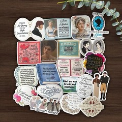 Jane Austen Book Lover Vinyl Waterproof Sticker Pack of 30 – No Duplicates