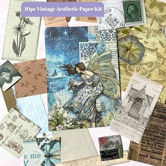 Vintage Inspired Scrapbook Kit – 10pc Ephemera & Decorative Paper Pack Aesthetic