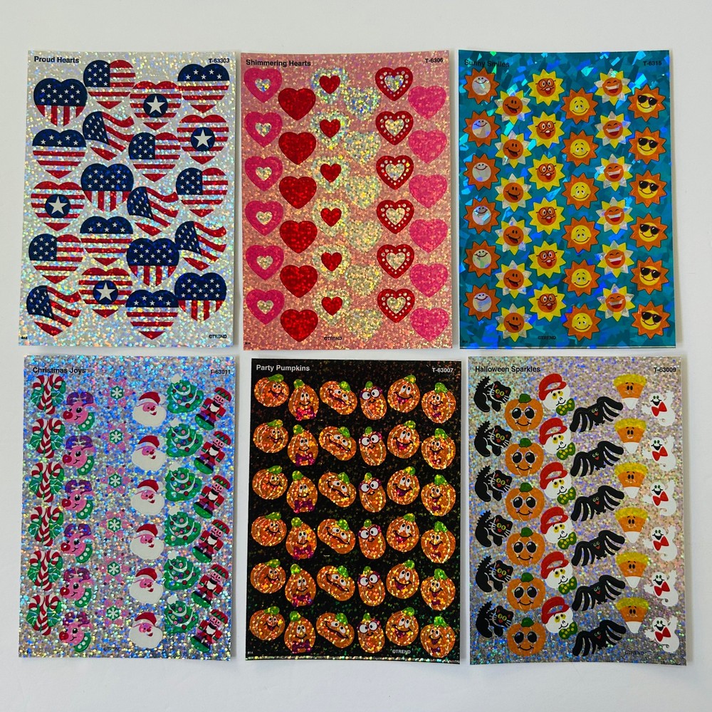 TREND Sparkle Stickers CHRISTMAS, 4th Of July HEARTS, SUNNY Summer, Halloween